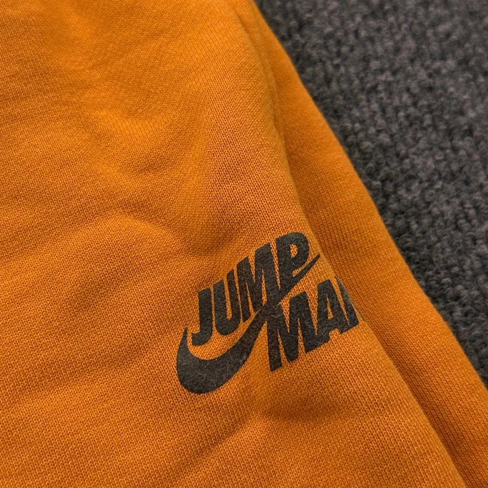 Jordan Fleece Shorts Mens Large Orange DJ0186-738 Jumpman Graphic Striped